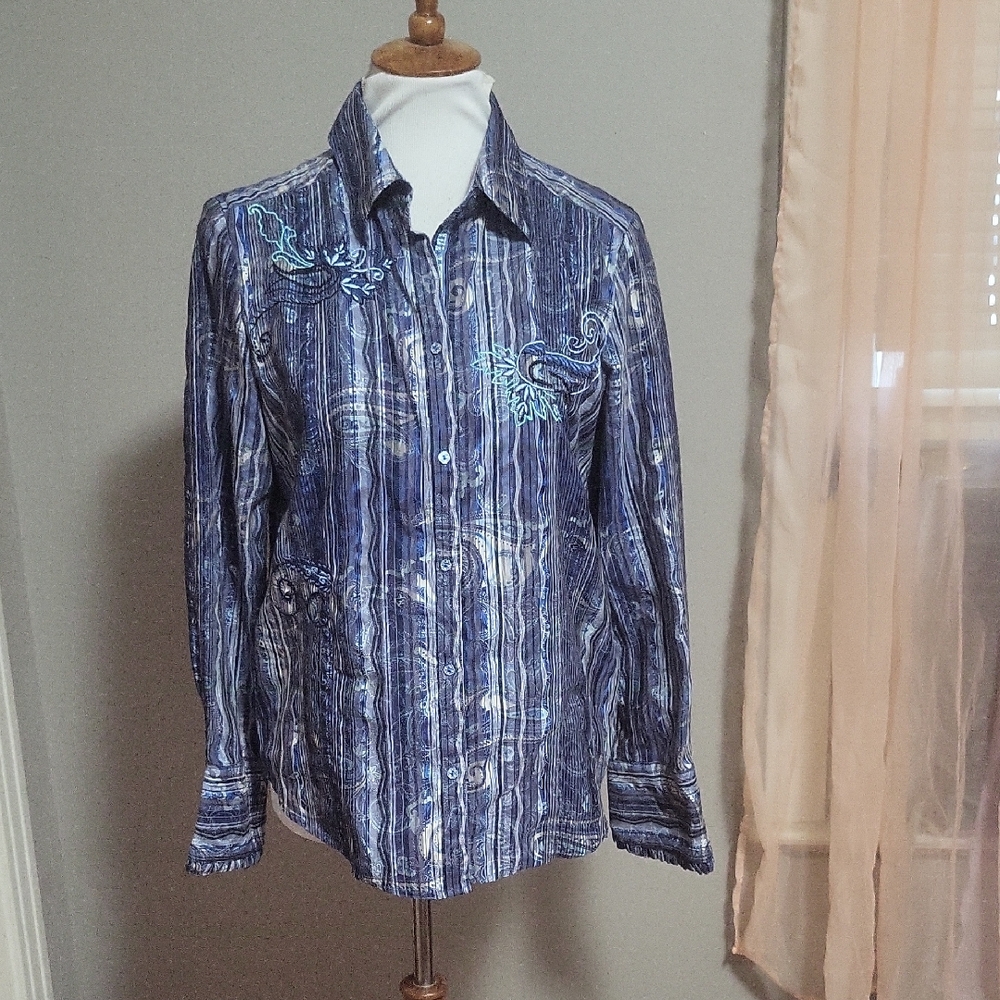 Robert Graham Blue Button Down Shirt
